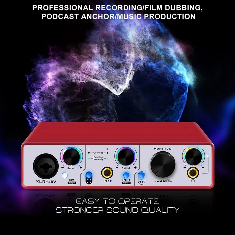 solo3 Carte son Interface Audio Professionnelle 2 Entrées 2 Sorties 24 Bits 48 kHz Enregistrement Faible Latence