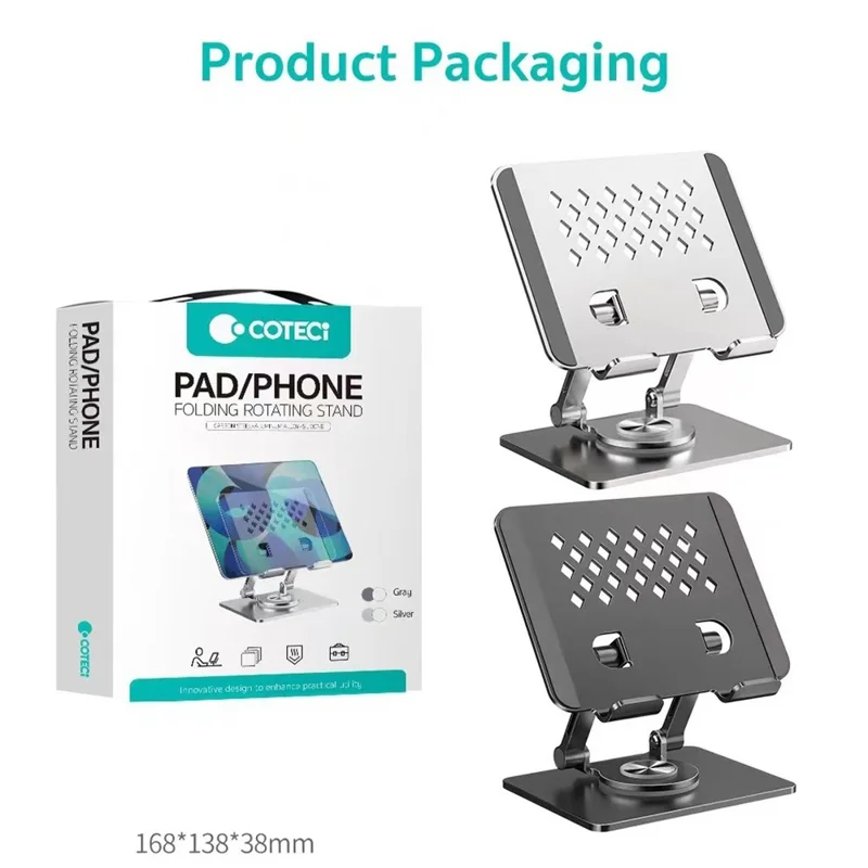 COTECI BS-009 Supporto pieghevole per tablet Supporto per laptop rotante a 360 gradi Angolazione regolabile - Argento