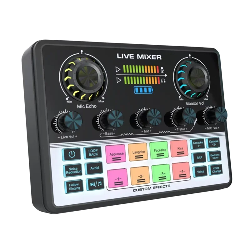 V9 Live Sound Card Audio Mixer with Voice Changer, Dual DSP Chip, Noise Reduction, Karaoke, Streaming Equipment