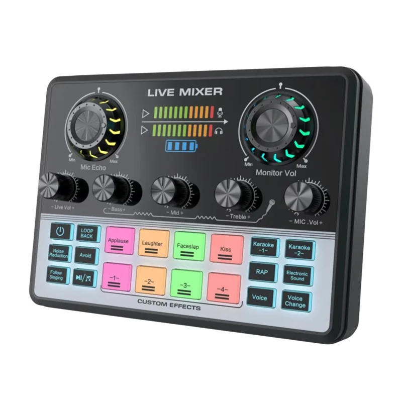 V9 Live Sound Card Audio Mixer with Voice Changer, Dual DSP Chip, Noise Reduction, Karaoke, Streaming Equipment