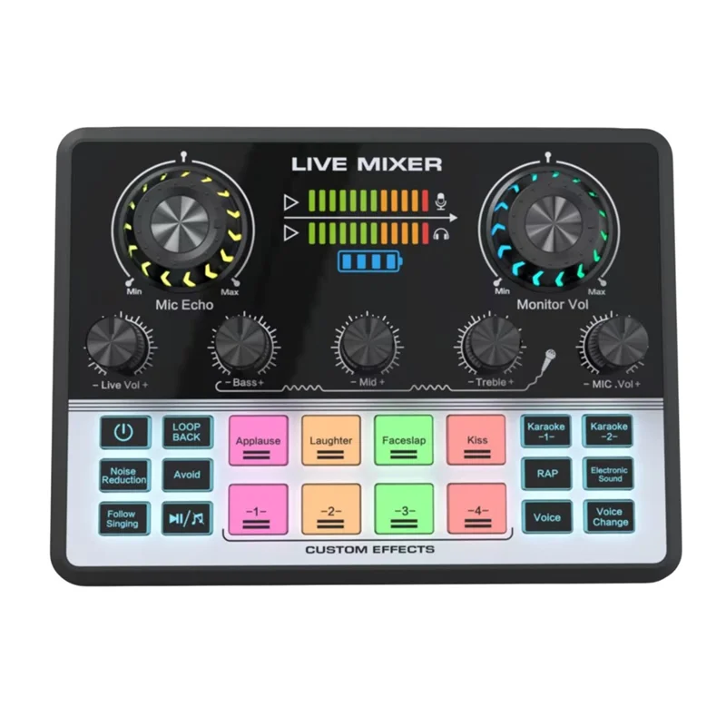 V9 Live Sound Card Audio Mixer with Voice Changer, Dual DSP Chip, Noise Reduction, Karaoke, Streaming Equipment