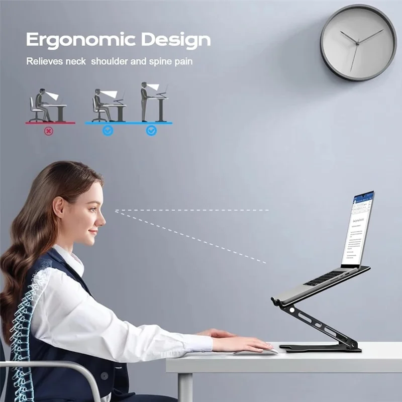 NH-02B Foldable Laptop Stand For 10 - 15.6 Inch Notebooks Adjustable Height Ergonomic Cooling Support