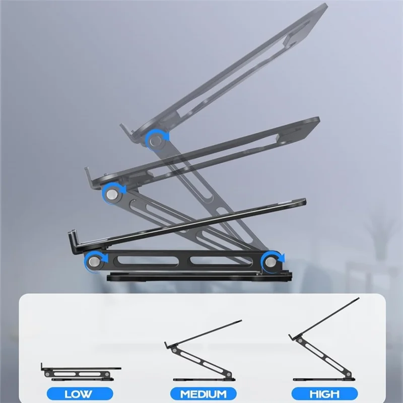 NH-02B Foldable Laptop Stand For 10 - 15.6 Inch Notebooks Adjustable Height Ergonomic Cooling Support