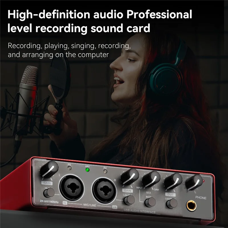 T02 USB External Sound Card Studio Audio Mixer for Live Streaming  /  Recording  /  Singing  /  Instruments