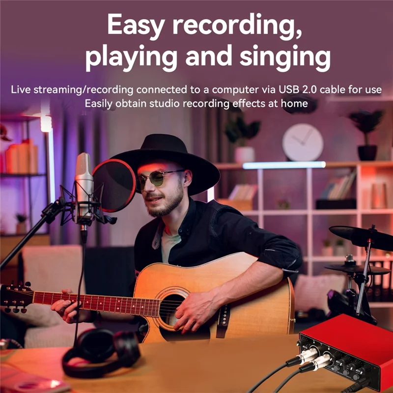 T02 USB External Sound Card Studio Audio Mixer for Live Streaming  /  Recording  /  Singing  /  Instruments