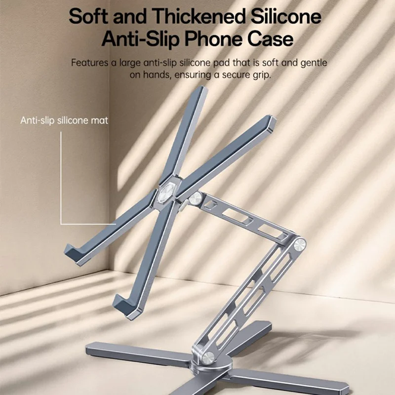 YESIDO LP09 Aluminum Laptop Stand Height Adjustable Foldable Notebook Riser for Home  /  Office  /  Travel - Silver