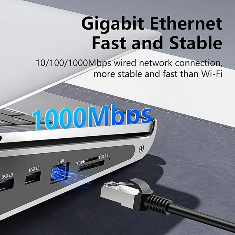 BLUEENDLESS ST709 7 in 1 Laptopstand Type-C Hub met RJ45 + 4K 60Hz HD + PD 100W + 2 USB 3.0 + TF-kaartlezer - Zilvergrijs