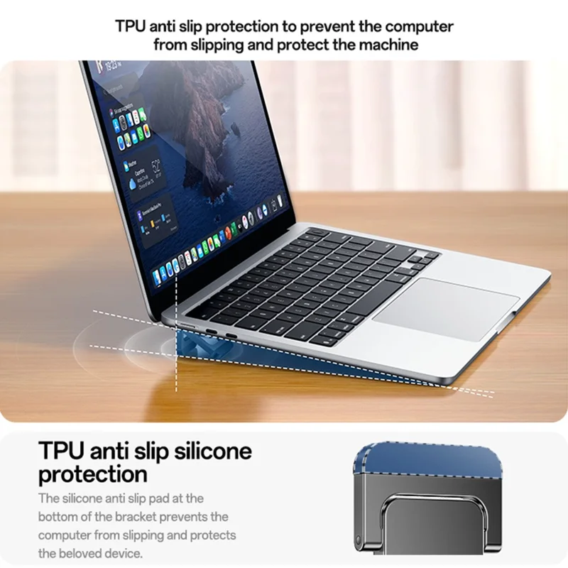 YESIDO LP11 2 шт. Подставка для ноутбука, регулируемая подставка из цинкового сплава, охлаждающая подставка для ноутбука с треугольной опорой - черная