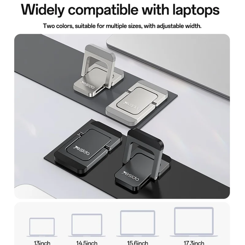 YESIDO LP11 2 шт. Подставка для ноутбука, регулируемая подставка из цинкового сплава, охлаждающая подставка для ноутбука с треугольной опорой - черная