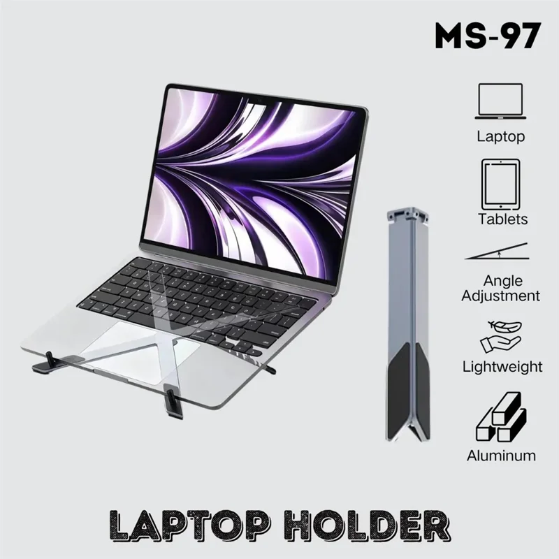 JMARY MS-97 Portable Folding Laptop Stand Metal Adjustable Desktop Laptop Holder for Notebook Tablet Computer