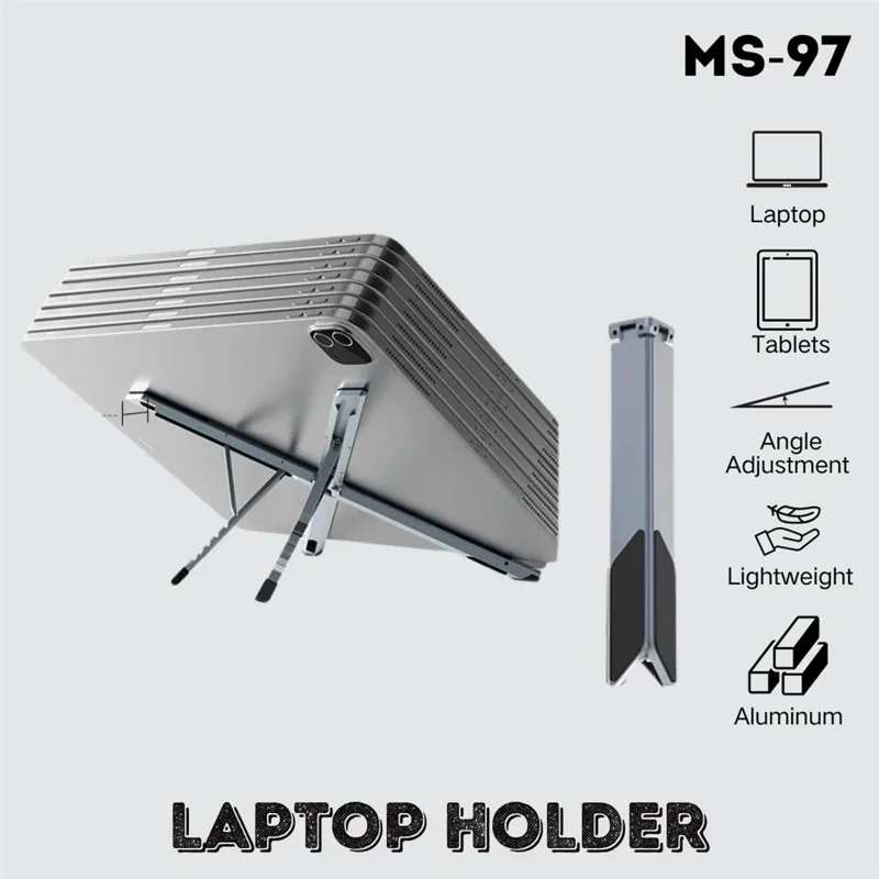 JMARY MS-97 Portable Folding Laptop Stand Metal Adjustable Desktop Laptop Holder for Notebook Tablet Computer