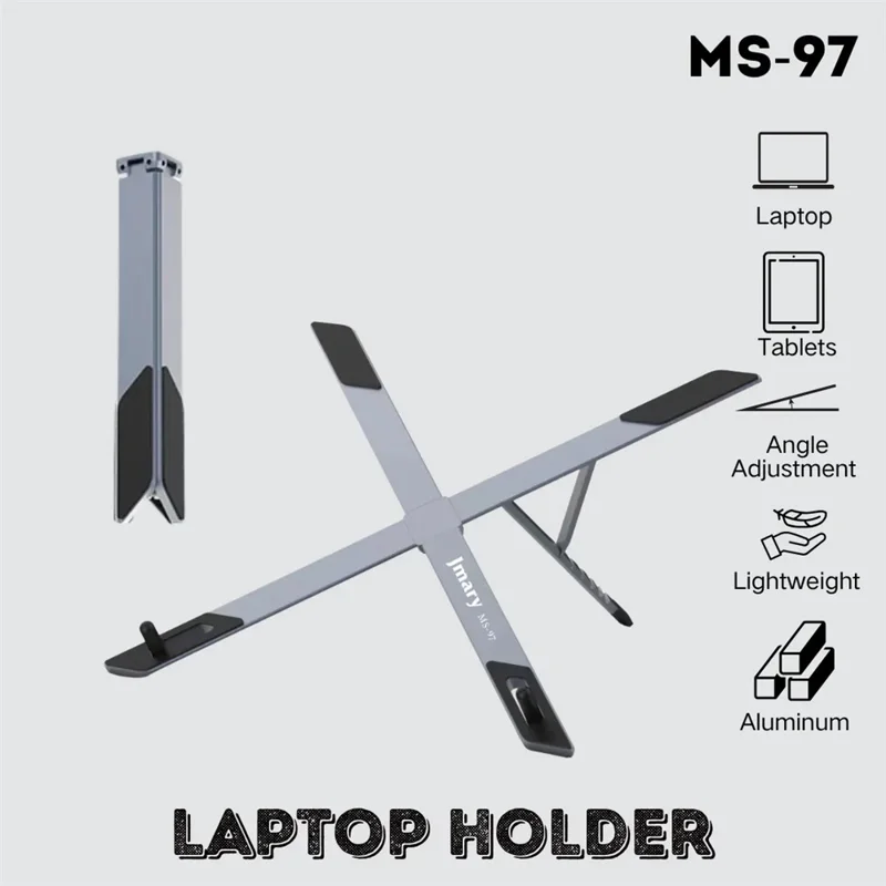 JMARY MS-97 Portable Folding Laptop Stand Metal Adjustable Desktop Laptop Holder for Notebook Tablet Computer