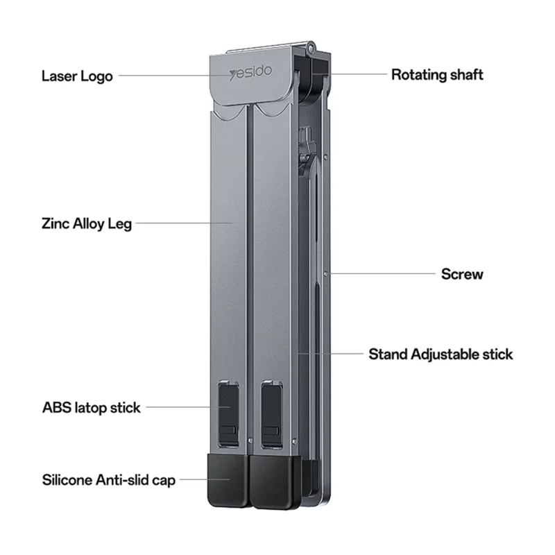 YESIDO LP10 Laptop Stand Foldable Adjustable Height Cooling Pad Notebook Laptop Holder