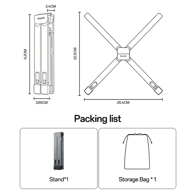 YESIDO LP10 Laptop Stand Foldable Adjustable Height Cooling Pad Notebook Laptop Holder