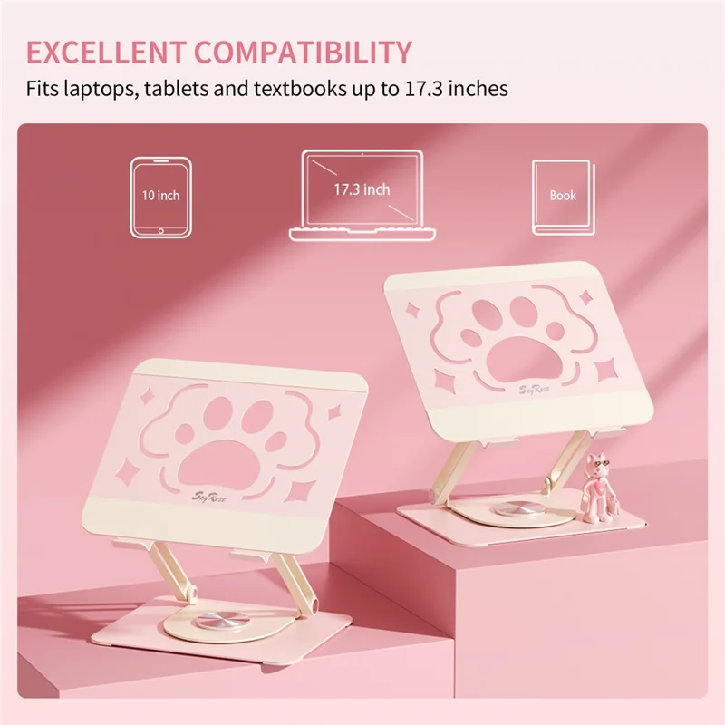 SAYROSE VZC1 Supporto per Laptop Regolabile a 360°, Supporto per Notebook Pieghevole e Regolabile in Altezza per Laptop da 11-17,3 Pollici - Rosa