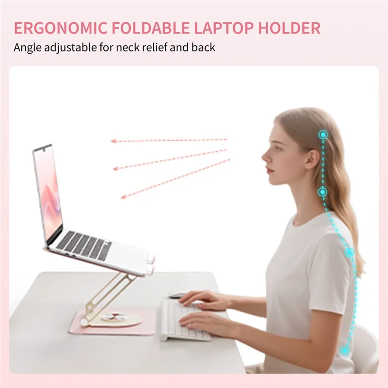 SAYROSE VZC1 Supporto per Laptop Regolabile a 360°, Supporto per Notebook Pieghevole e Regolabile in Altezza per Laptop da 11-17,3 Pollici - Rosa