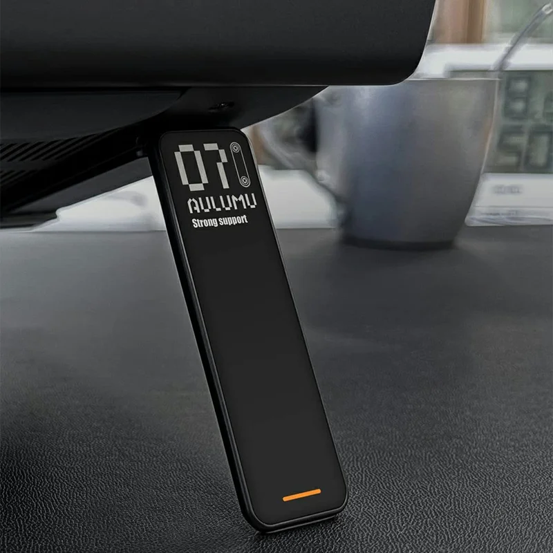 AULUMU G07 2 Peças / Conjunto Suporte Elevador de Laptop Ultrafino em Couro PU + Liga de Zinco com Mola de Abertura Rápida - Preto