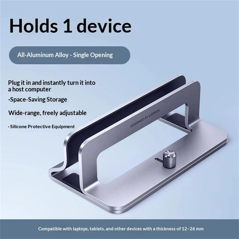 UGREEN 45622 Supporto per Laptop in Lega di Alluminio, Archiviazione Verticale Regolabile, Dissipazione del Calore, Organizzatore da Scrivania per MacBook - Grigio