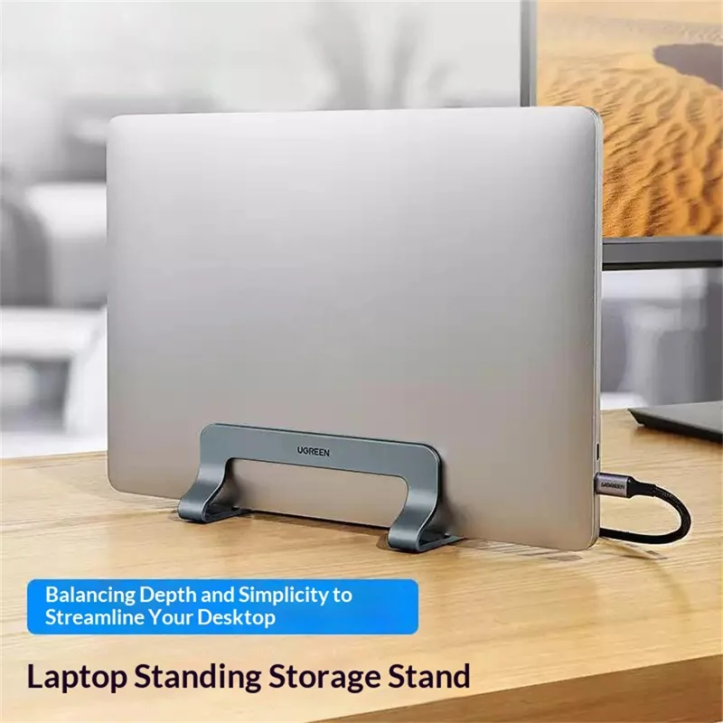 UGREEN 45622 Supporto per Laptop in Lega di Alluminio, Archiviazione Verticale Regolabile, Dissipazione del Calore, Organizzatore da Scrivania per MacBook - Grigio