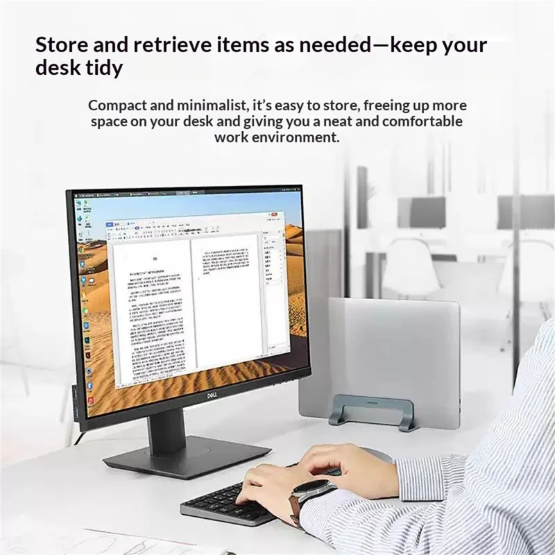 UGREEN 45622 Supporto per Laptop in Lega di Alluminio, Archiviazione Verticale Regolabile, Dissipazione del Calore, Organizzatore da Scrivania per MacBook - Grigio