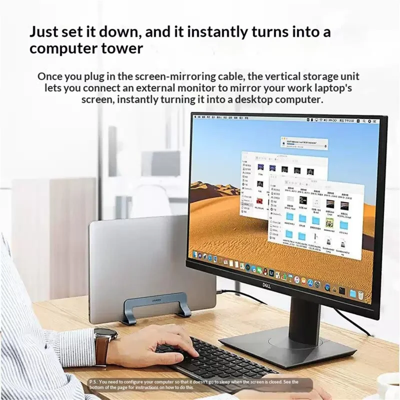 UGREEN 45622 Supporto per Laptop in Lega di Alluminio, Archiviazione Verticale Regolabile, Dissipazione del Calore, Organizzatore da Scrivania per MacBook - Grigio