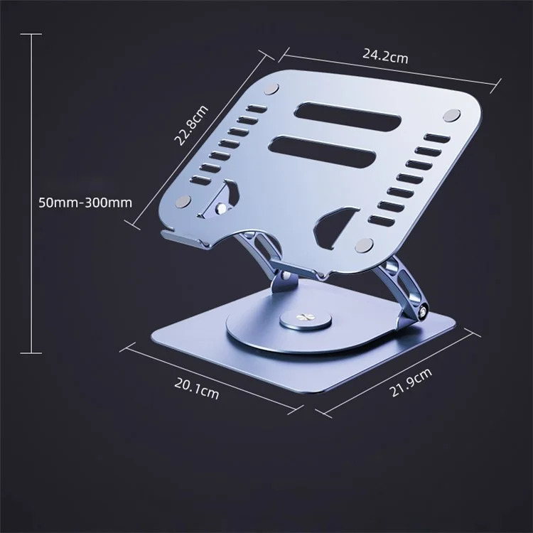 R-JUST HZ08-1 360 Degree Rotating Height Adjustable Laptop Bracket Folding Notebook Stand - Grey