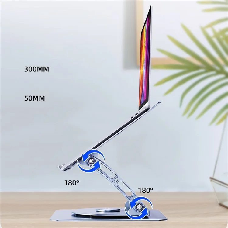 R-JUST HZ08-1 360 Degree Rotating Height Adjustable Laptop Bracket Folding Notebook Stand - Grey