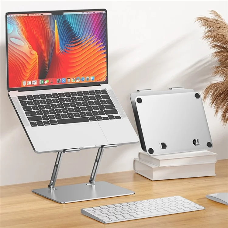 D65 Adjustable Desktop Notebook Holder Stand Foldable Aluminum Alloy Laptop Heat Dissipation Riser Bracket - Grey