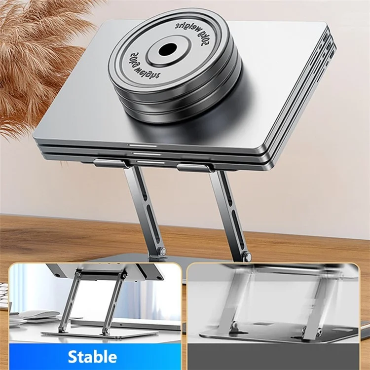 D65 Adjustable Desktop Notebook Holder Stand Foldable Aluminum Alloy Laptop Heat Dissipation Riser Bracket - Grey