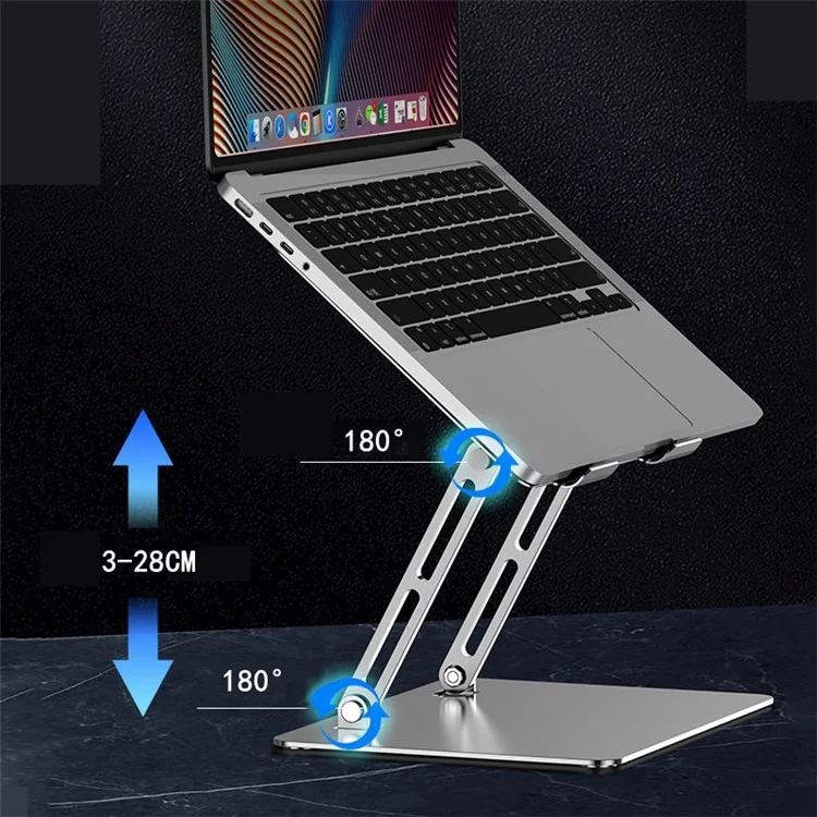 D65 Adjustable Desktop Notebook Holder Stand Foldable Aluminum Alloy Laptop Heat Dissipation Riser Bracket - Grey