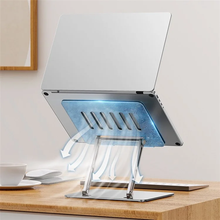 D65 Adjustable Desktop Notebook Holder Stand Foldable Aluminum Alloy Laptop Heat Dissipation Riser Bracket - Grey