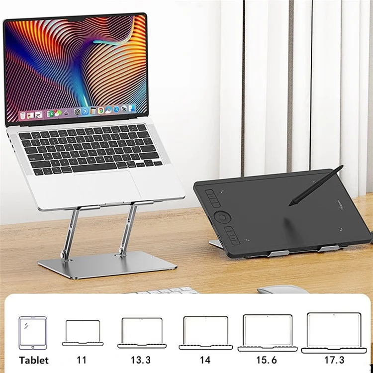 D65 Adjustable Desktop Notebook Holder Stand Foldable Aluminum Alloy Laptop Heat Dissipation Riser Bracket - Grey