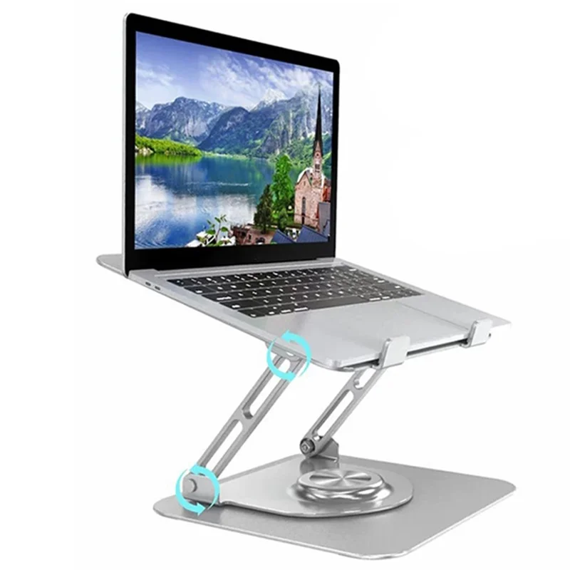 D147 360 Degree Rotating Laptop Lifting Bracket Aluminum Alloy Notebook Cooler Desktop Stand - Black
