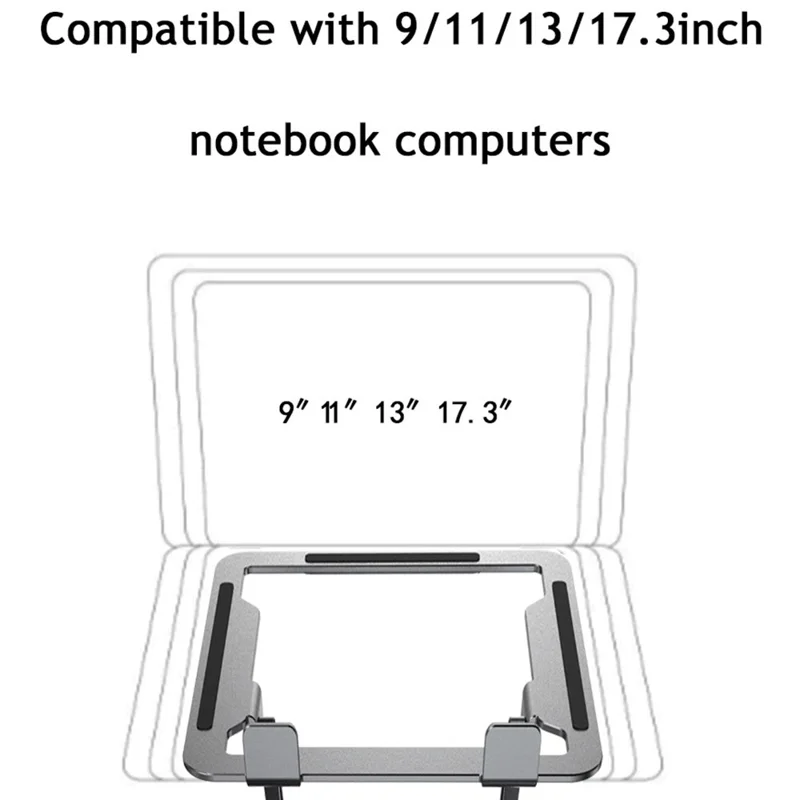 D147 360 Degree Rotating Laptop Lifting Bracket Aluminum Alloy Notebook Cooler Desktop Stand - Black