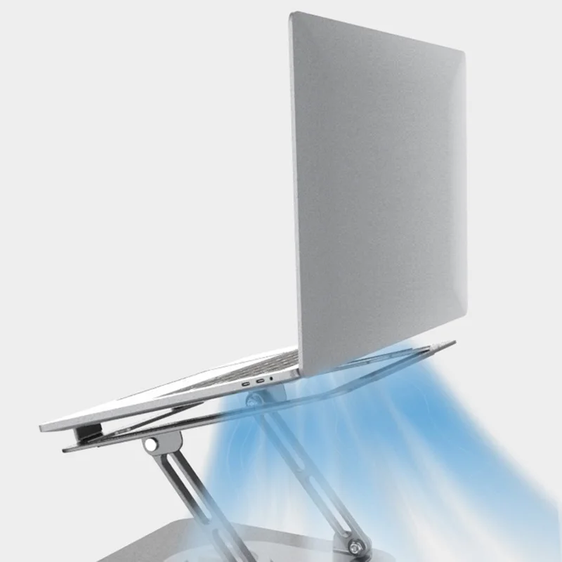 D147 360 Degree Rotating Laptop Lifting Bracket Aluminum Alloy Notebook Cooler Desktop Stand - Black