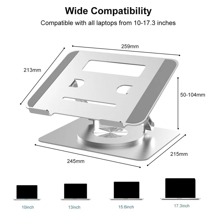 D088 Portable Aluminum Alloy Laptop Bracket 360 Degree Rotating Notebook Cooler Lifting Stand