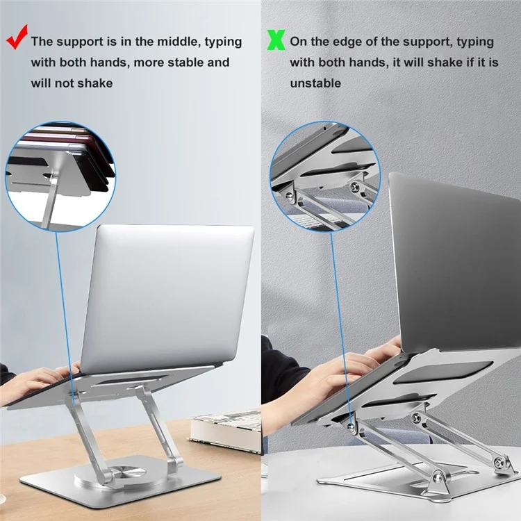 D088 Portable Aluminum Alloy Laptop Bracket 360 Degree Rotating Notebook Cooler Lifting Stand