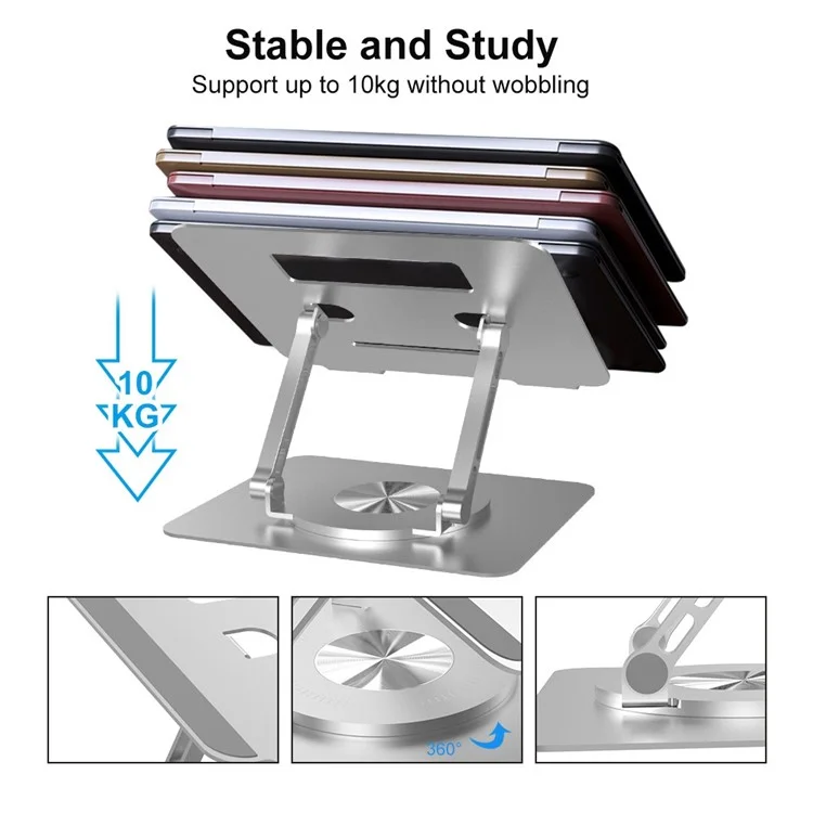 D088 Portable Aluminum Alloy Laptop Bracket 360 Degree Rotating Notebook Cooler Lifting Stand