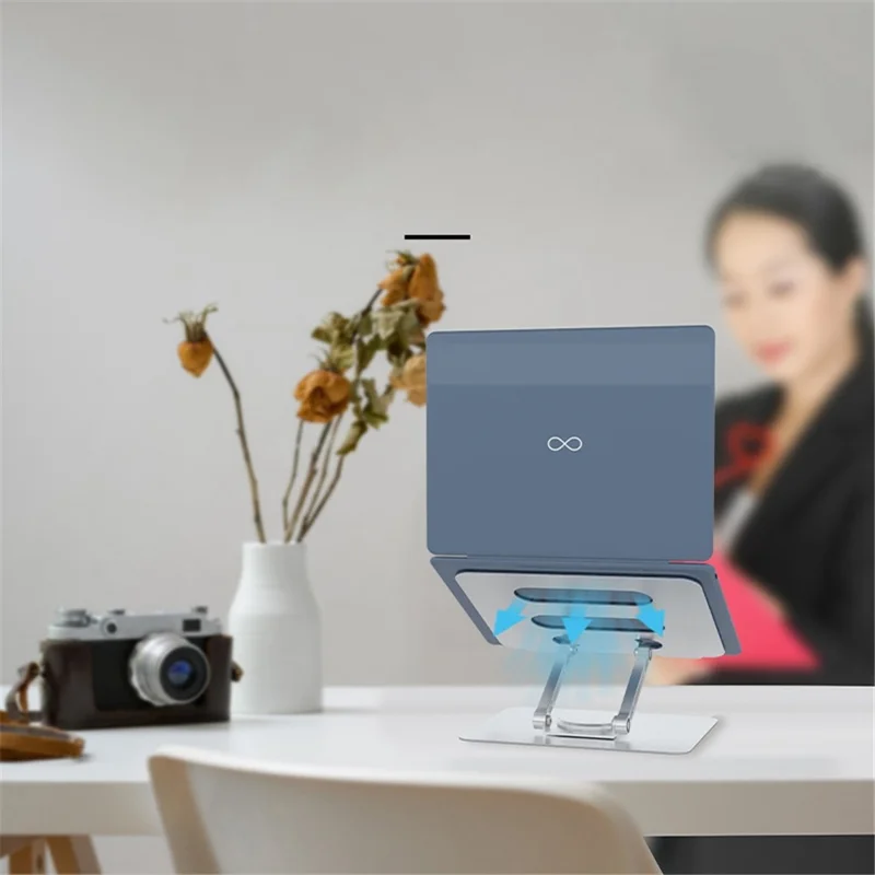 D086 Desktop Laptop Aufzugshalterung 360 Grad drehbar Aluminiumlegierung Faltbares Notebook-Ständer - Dunkelgrau 