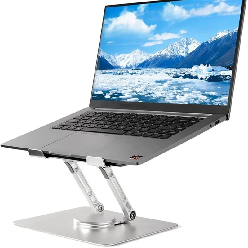 D086 Desktop Laptop Lifting Bracket 360 Degree Rotating Aluminum Alloy Folding Notebook Stand - Silver