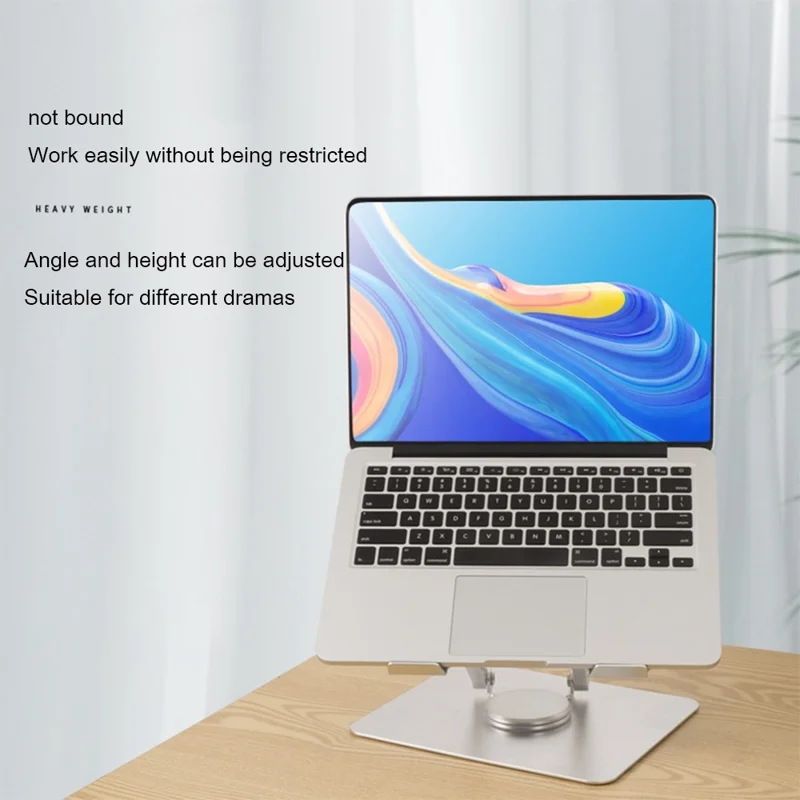 D086 Desktop Laptop Lifting Bracket 360 Degree Rotating Aluminum Alloy Folding Notebook Stand - Silver