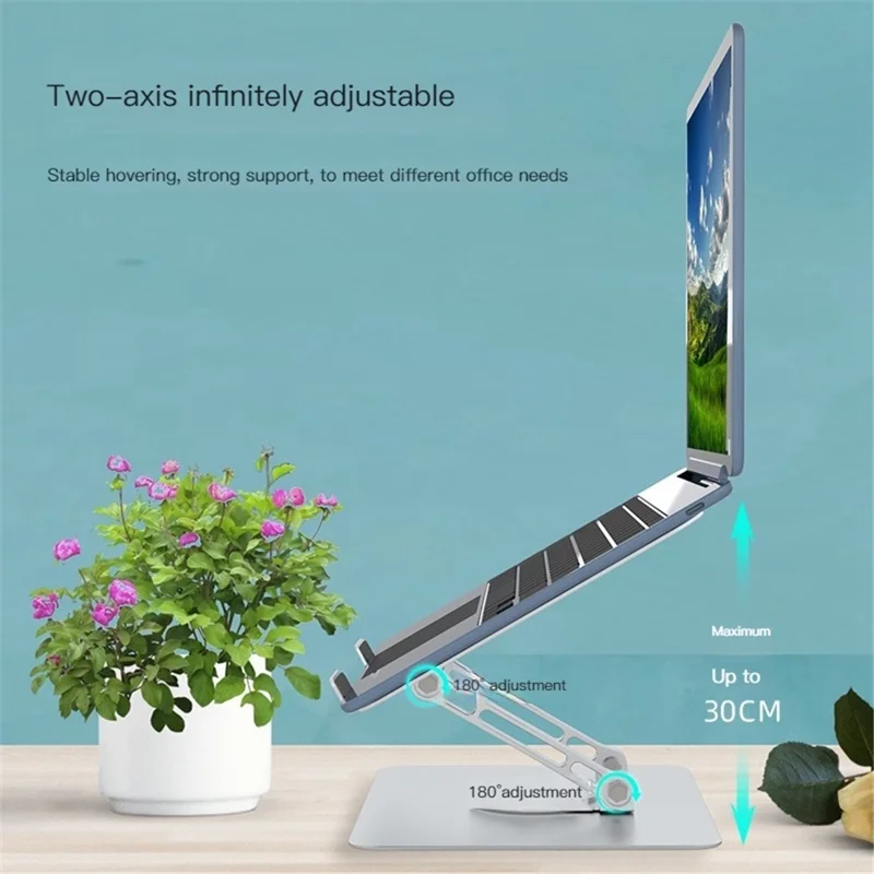 D086 Desktop Laptop Lifting Bracket 360 Degree Rotating Aluminum Alloy Folding Notebook Stand - Silver