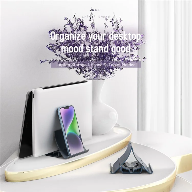 R-JUST BJ16 Notebook Vertical Storage Base Aluminum Alloy Desktop Laptop Holder Stand - Grey