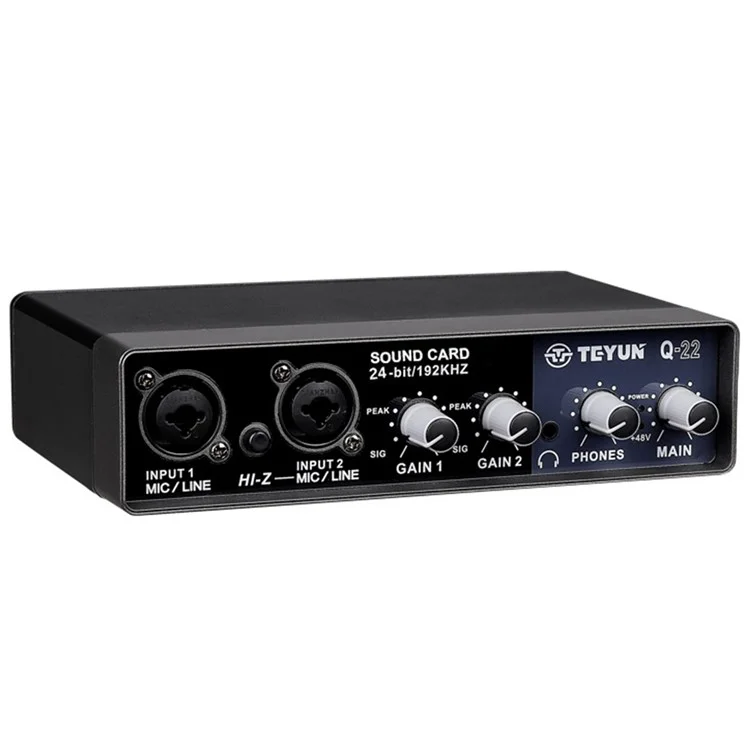TEYUN Q22 Sound Card USB Karaoke Recording Audio Live Broadcast KTV Sound Card for Live Broadcast, K Songs, Recording, Voice Chatting