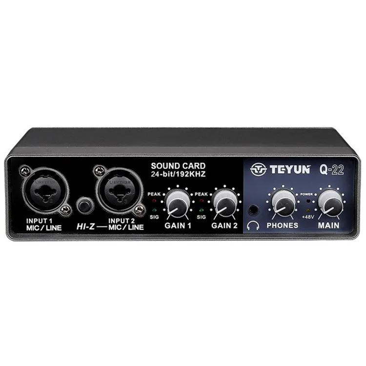 TEYUN Q22 Sound Card USB Karaoke Recording Audio Live Broadcast KTV Sound Card for Live Broadcast, K Songs, Recording, Voice Chatting