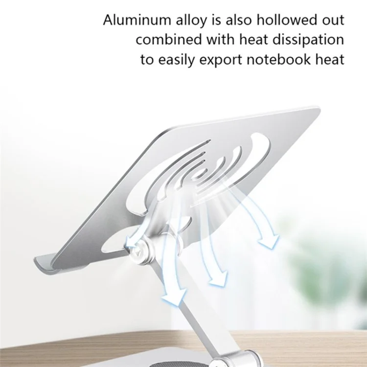 L-13 360-Degree Rotatable Desktop Tablet Holder Stand Foldable Aluminum Alloy Tablet Bracket - Silver