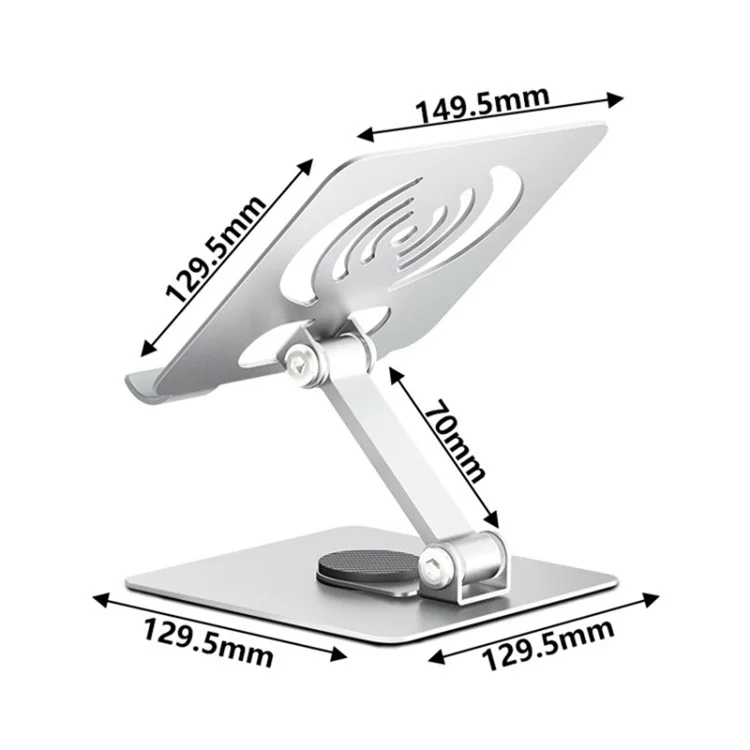 L-13 360-Degree Rotatable Desktop Tablet Holder Stand Foldable Aluminum Alloy Tablet Bracket - Silver