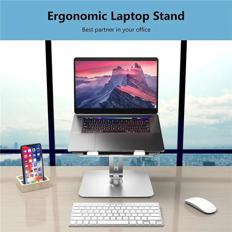 F120 Aluminum Alloy Laptop Riser Cooling Stand Foldable Notebook Desktop Bracket - Silver