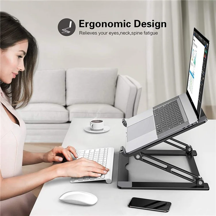 F120 Aluminum Alloy Laptop Riser Cooling Stand Foldable Notebook Desktop Bracket - Silver