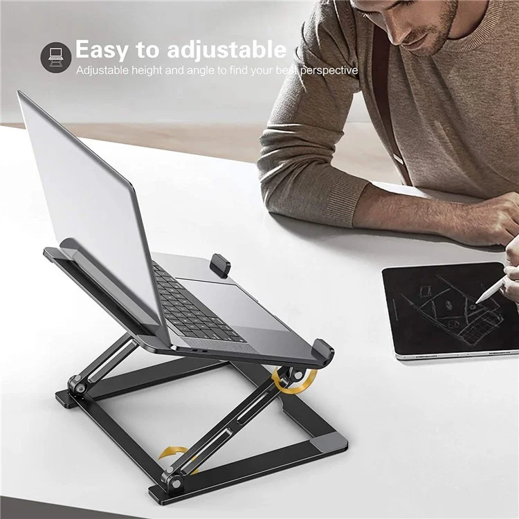 F120 Aluminum Alloy Laptop Riser Cooling Stand Foldable Notebook Desktop Bracket - Silver